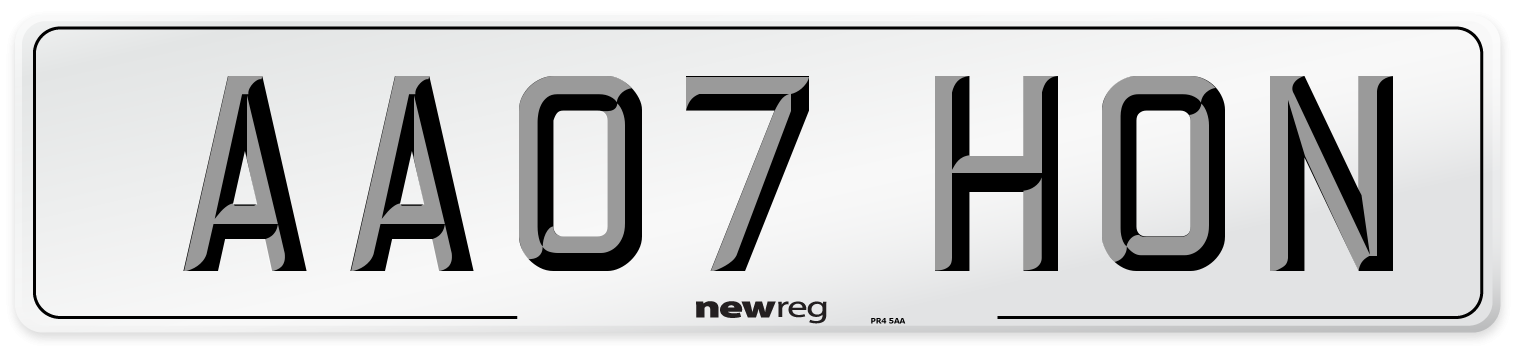 AA07 HON Number Plate from New Reg